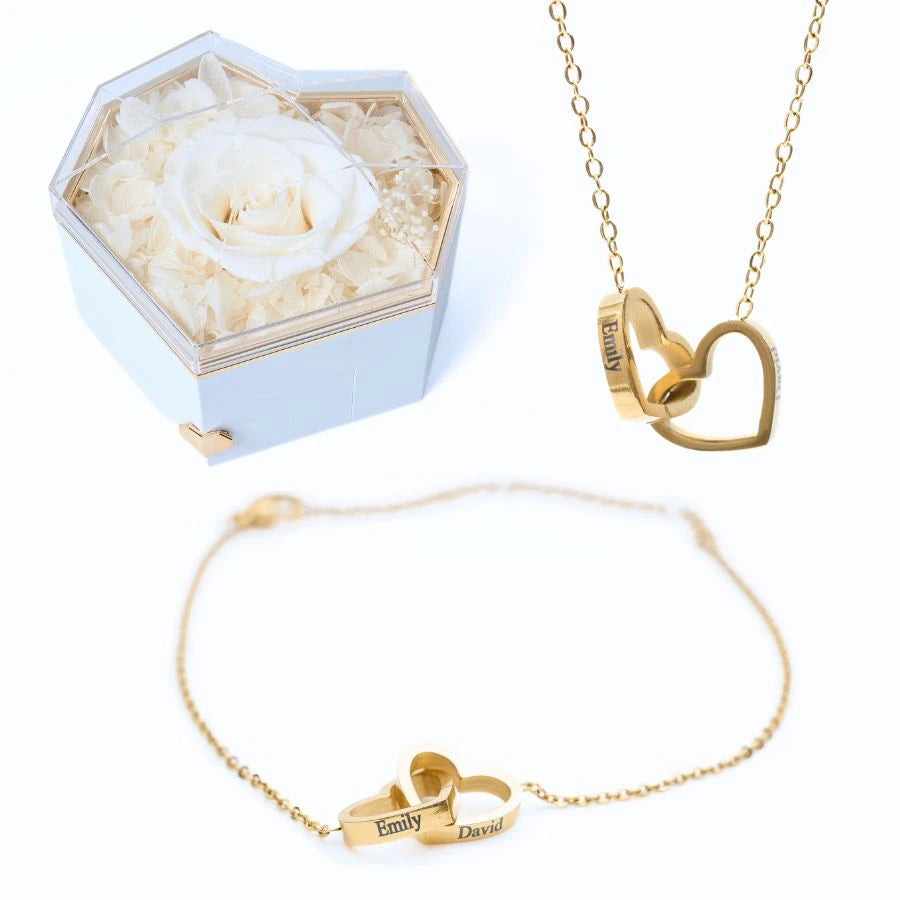 Coffet Cœur Éternel & Bracelet & Collier Personnalisés