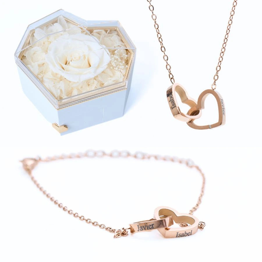 Coffet Cœur Éternel & Bracelet & Collier Personnalisés