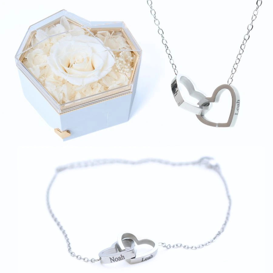 Coffet Cœur Éternel & Bracelet & Collier Personnalisés