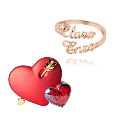 Coffret Amour Éternel & Bague Deux Prénoms Personnalisée