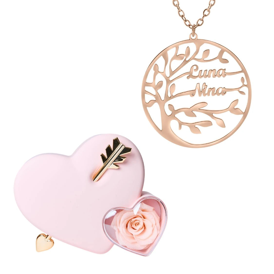 Coffret Amour Éternel & Collier Prénom Arbre Généalogique - Arbre de vie