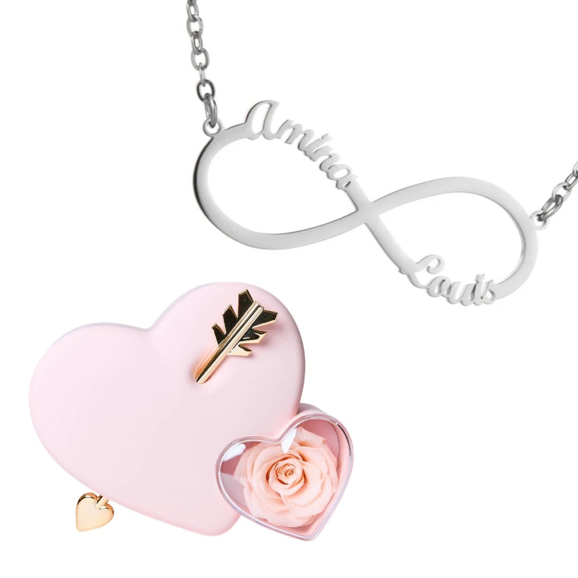 Coffret Amour Éternel & Collier Infini Personnalisé Deux Prénoms