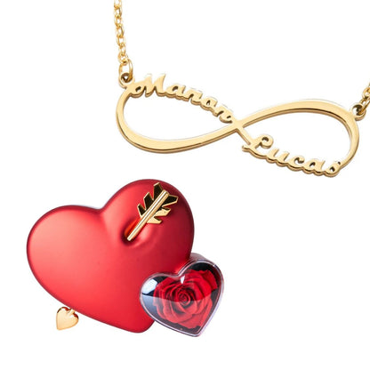 Coffret Amour Éternel & Collier Infini Personnalisé Deux Prénoms