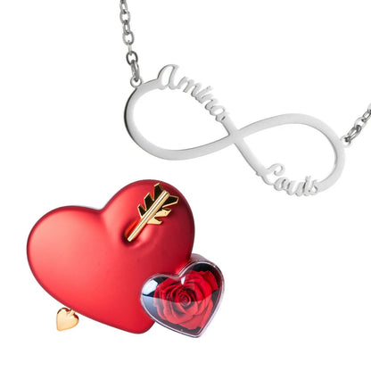 Coffret Amour Éternel & Collier Infini Personnalisé Deux Prénoms