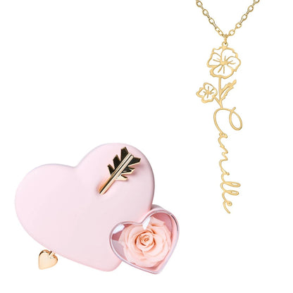 Coffret Amour Éternel & Collier Prénom Fleur