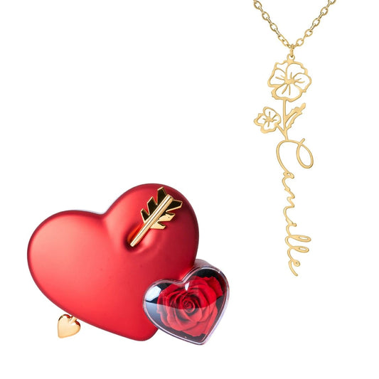 Coffret Amour Éternel & Collier Prénom Fleur