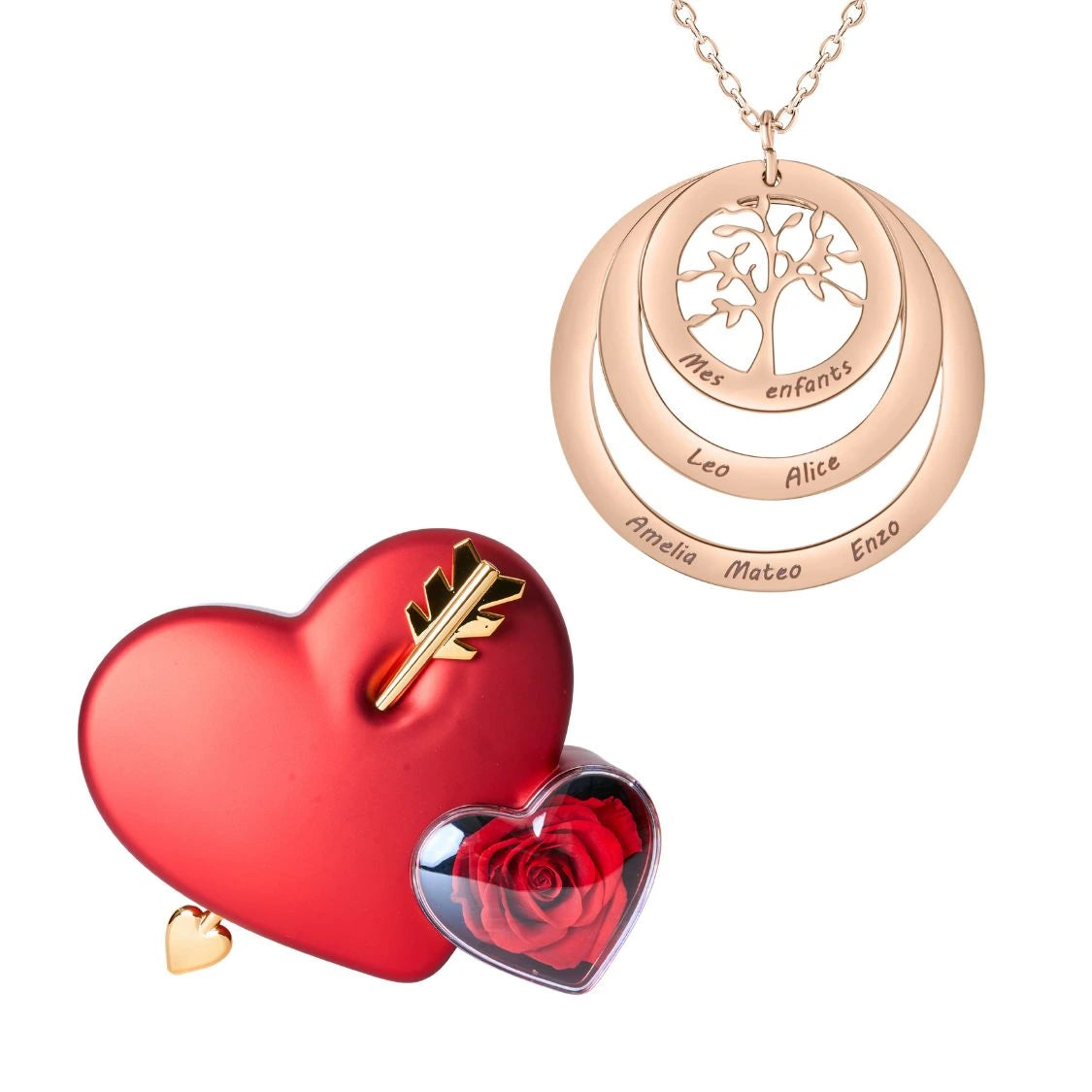 Coffret Amour Éternel & Collier Cercle Arbre de Famille Personnalisé