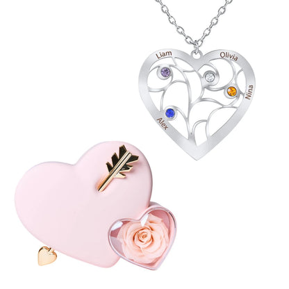 Coffret Amour Éternel & Collier Coeur et Pierre de Naissance