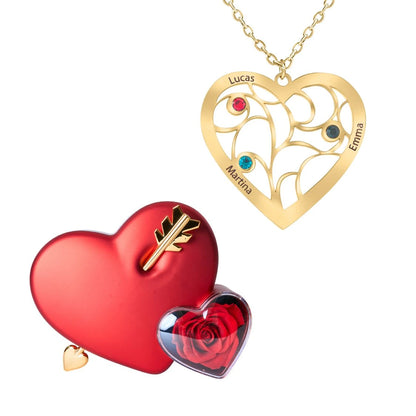 Coffret Amour Éternel & Collier Coeur et Pierre de Naissance