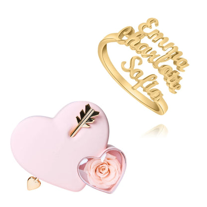 Coffret Amour Éternel & Bague Personnalisée 3 Prénoms