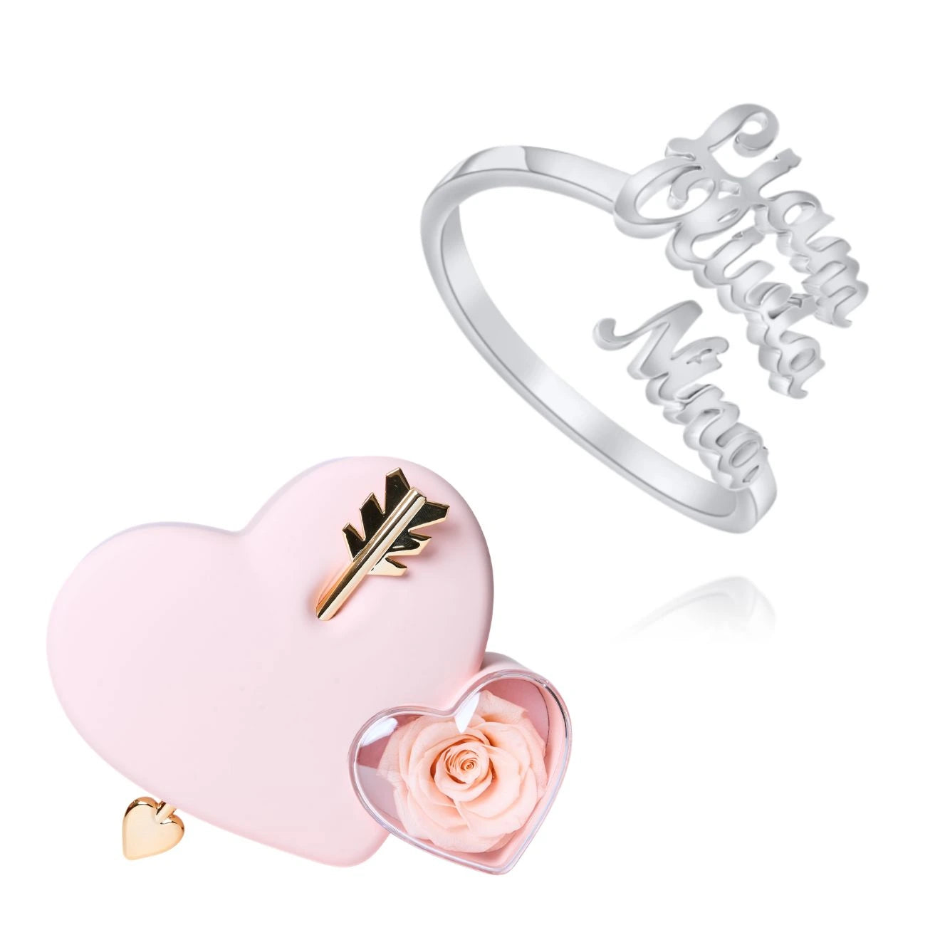 Coffret Amour Éternel & Bague Personnalisée 3 Prénoms