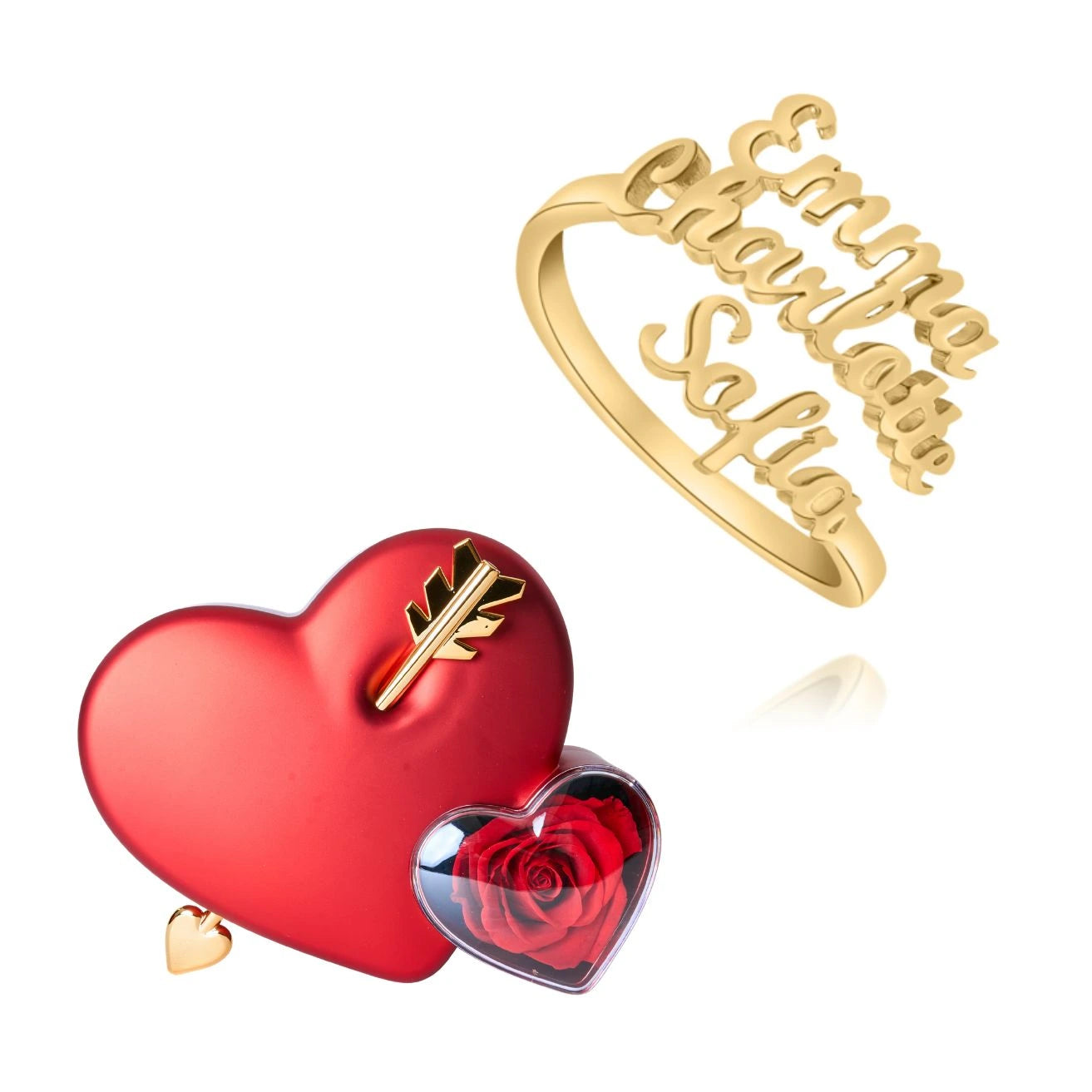 Coffret Amour Éternel & Bague Personnalisée 3 Prénoms