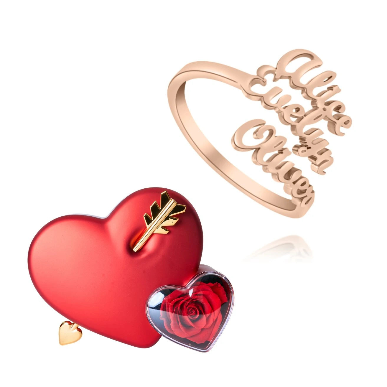 Coffret Amour Éternel & Bague Personnalisée 3 Prénoms