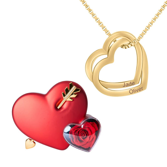 Coffret Amour Éternel & Collier Coeurs Entrelacés