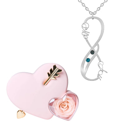 Coffret Amour Éternel & Collier Vertical Infini Deux Prénoms et Pierres
