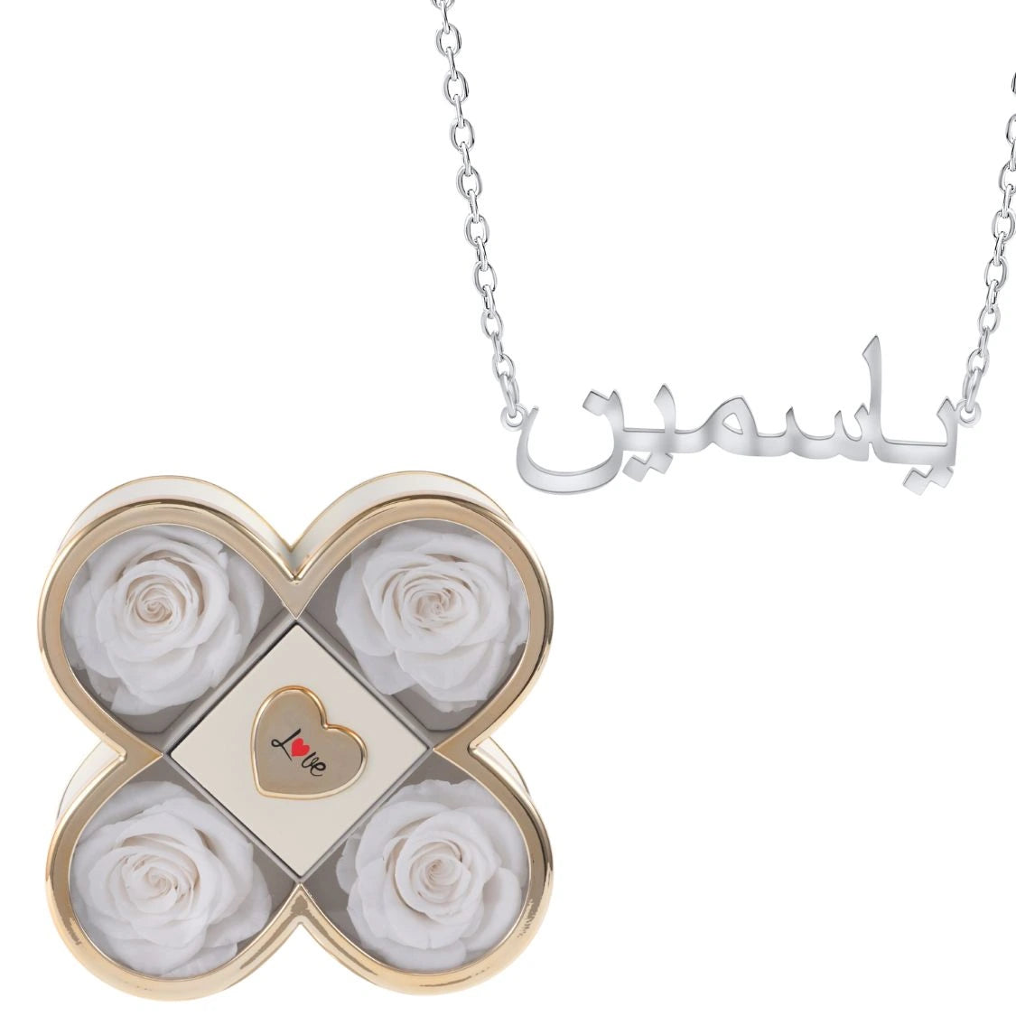 Coffret Chance Éternelle & Collier Prénom Personnalisé Arabe