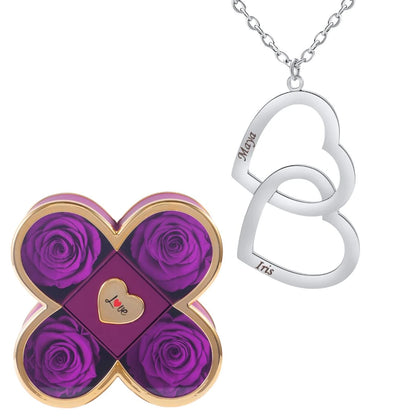 Coffret Chance Éternelle & Collier Double Coeur Personnalisé Deux Prénoms