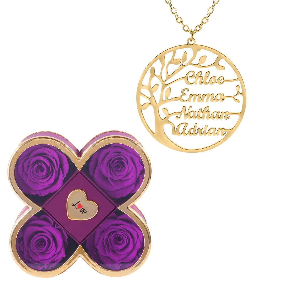 Coffret Chance Éternelle & Collier Prénom Arbre Généalogique - Arbre de vie