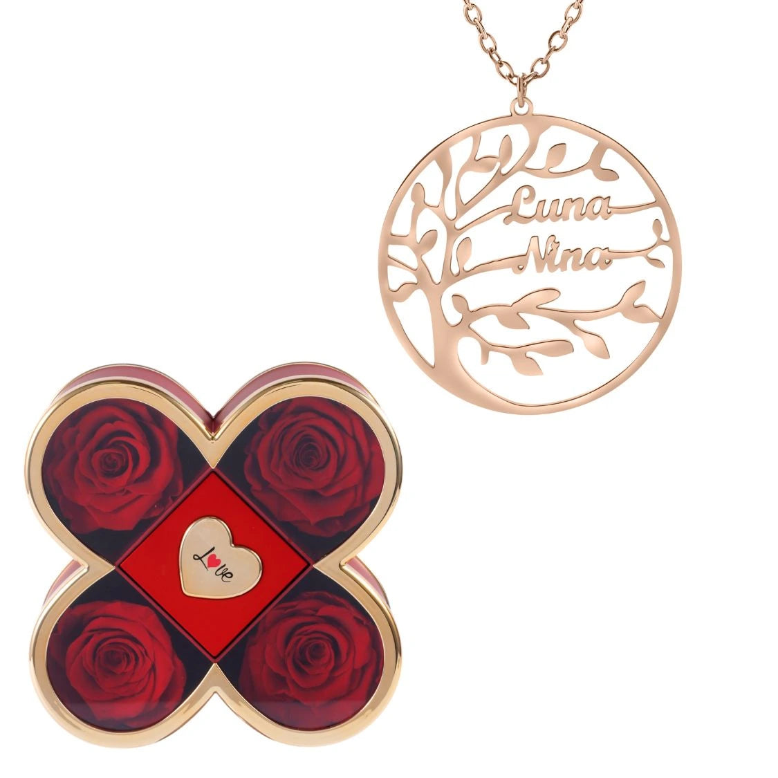 Coffret Chance Éternelle & Collier Prénom Arbre Généalogique - Arbre de vie