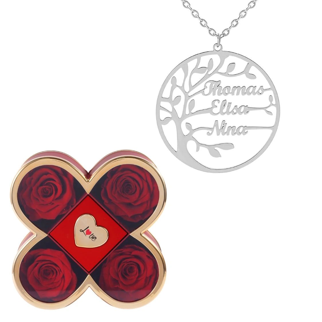 Coffret Chance Éternelle & Collier Prénom Arbre Généalogique - Arbre de vie