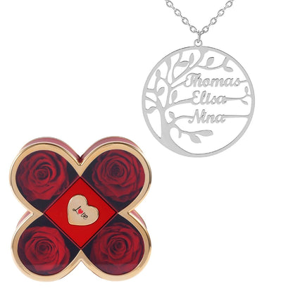 Coffret Chance Éternelle & Collier Prénom Arbre Généalogique - Arbre de vie