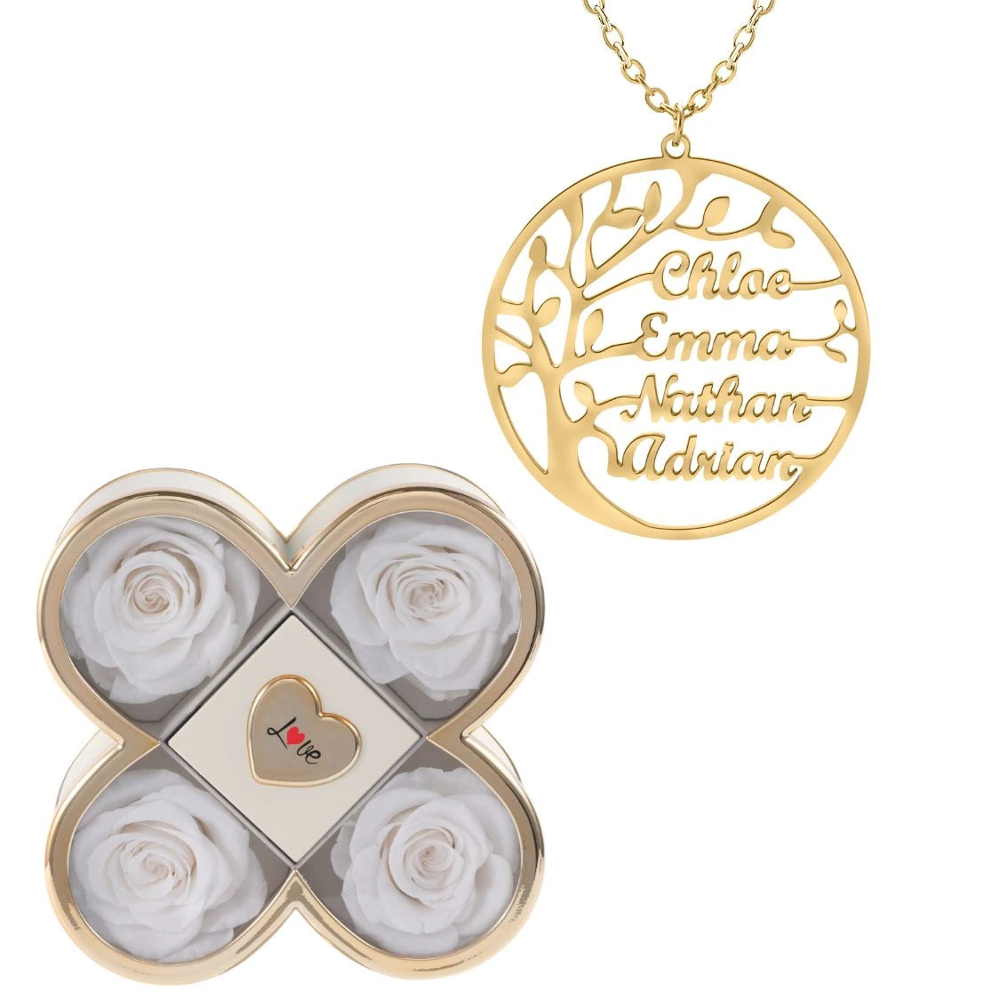 Coffret Chance Éternelle & Collier Prénom Arbre Généalogique - Arbre de vie