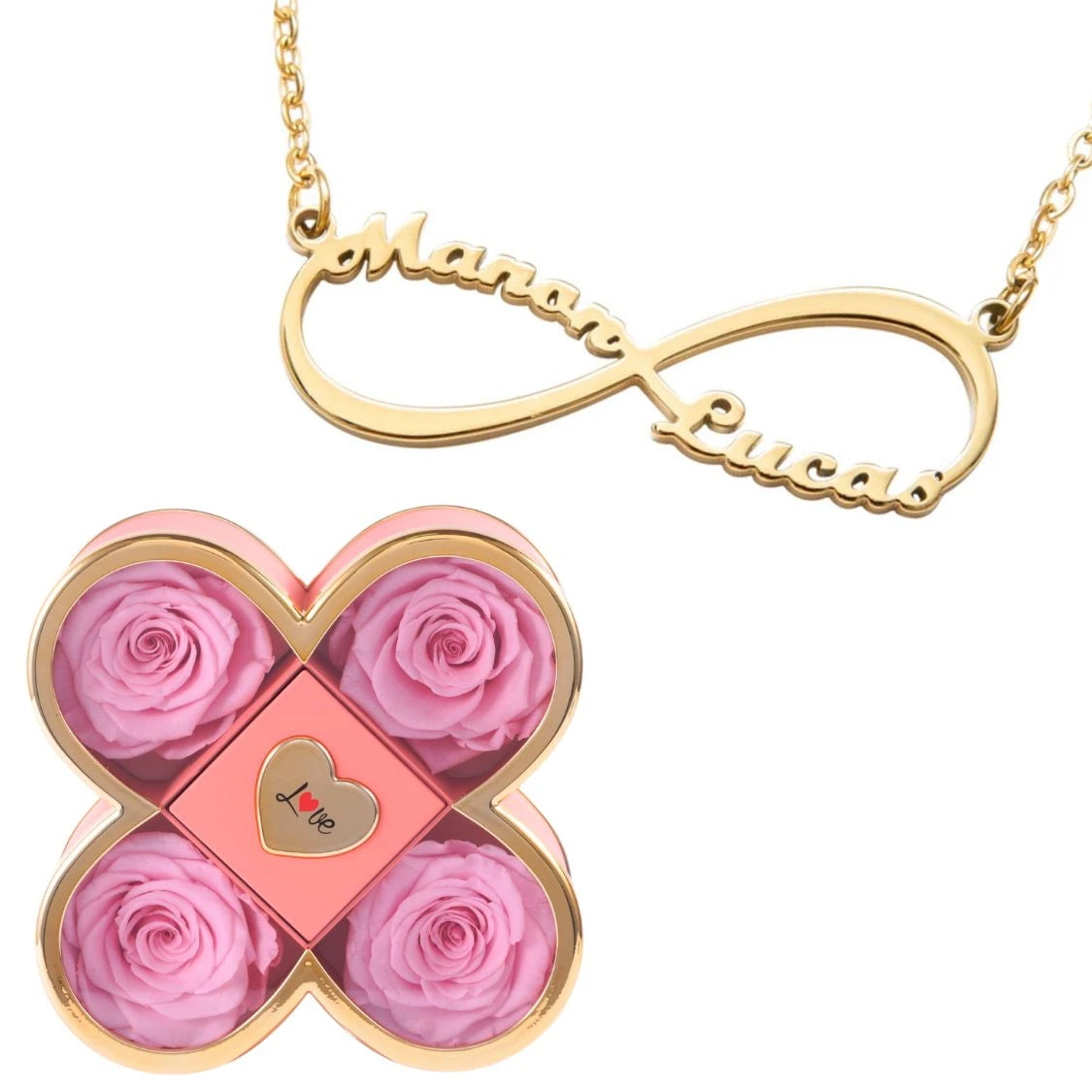 Coffret Chance Éternelle & Collier Infini Personnalisé Deux Prénoms