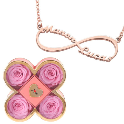 Coffret Chance Éternelle & Collier Infini Personnalisé Deux Prénoms