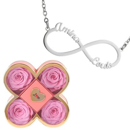 Coffret Chance Éternelle & Collier Infini Personnalisé Deux Prénoms