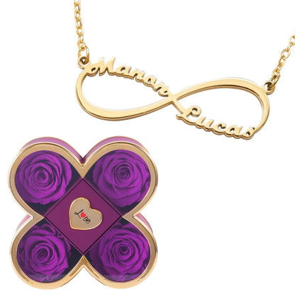 Coffret Chance Éternelle & Collier Infini Personnalisé Deux Prénoms
