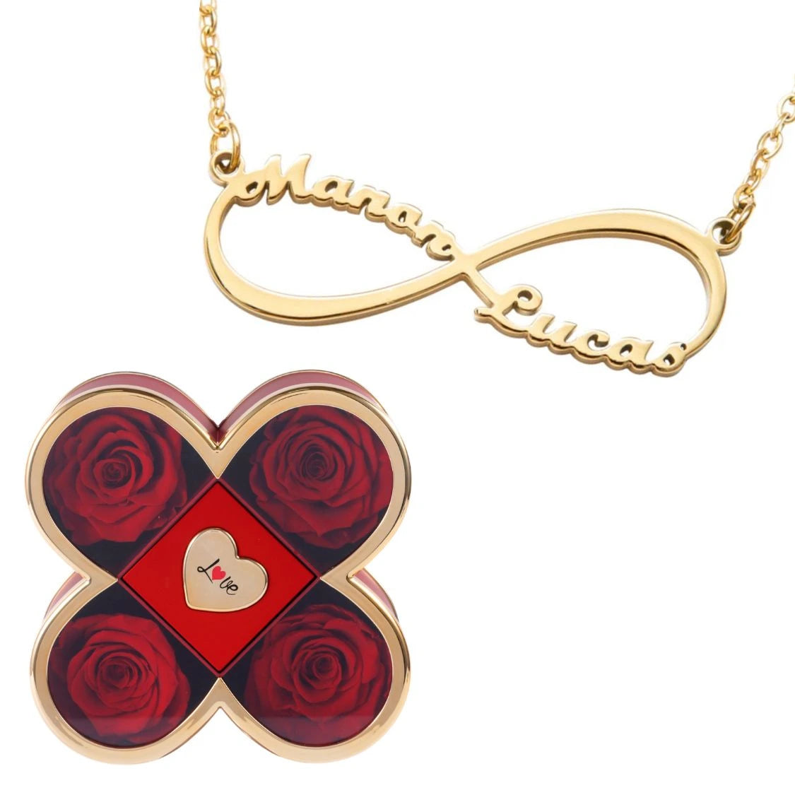 Coffret Chance Éternelle & Collier Infini Personnalisé Deux Prénoms