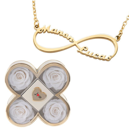 Coffret Chance Éternelle & Collier Infini Personnalisé Deux Prénoms