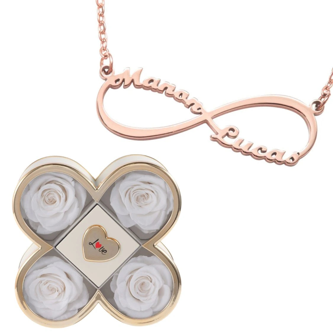 Coffret Chance Éternelle & Collier Infini Personnalisé Deux Prénoms