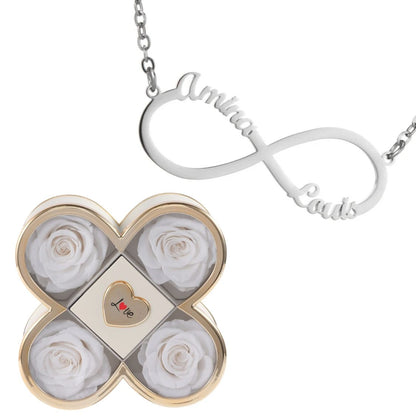 Coffret Chance Éternelle & Collier Infini Personnalisé Deux Prénoms