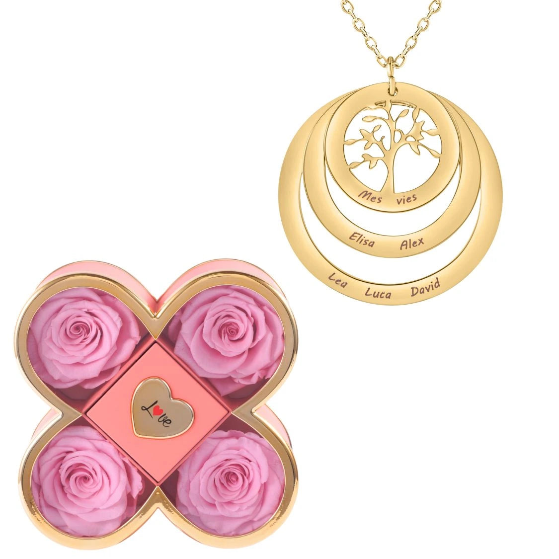 Coffret Chance Éternelle & Collier Cercle Arbre de Famille Personnalisé