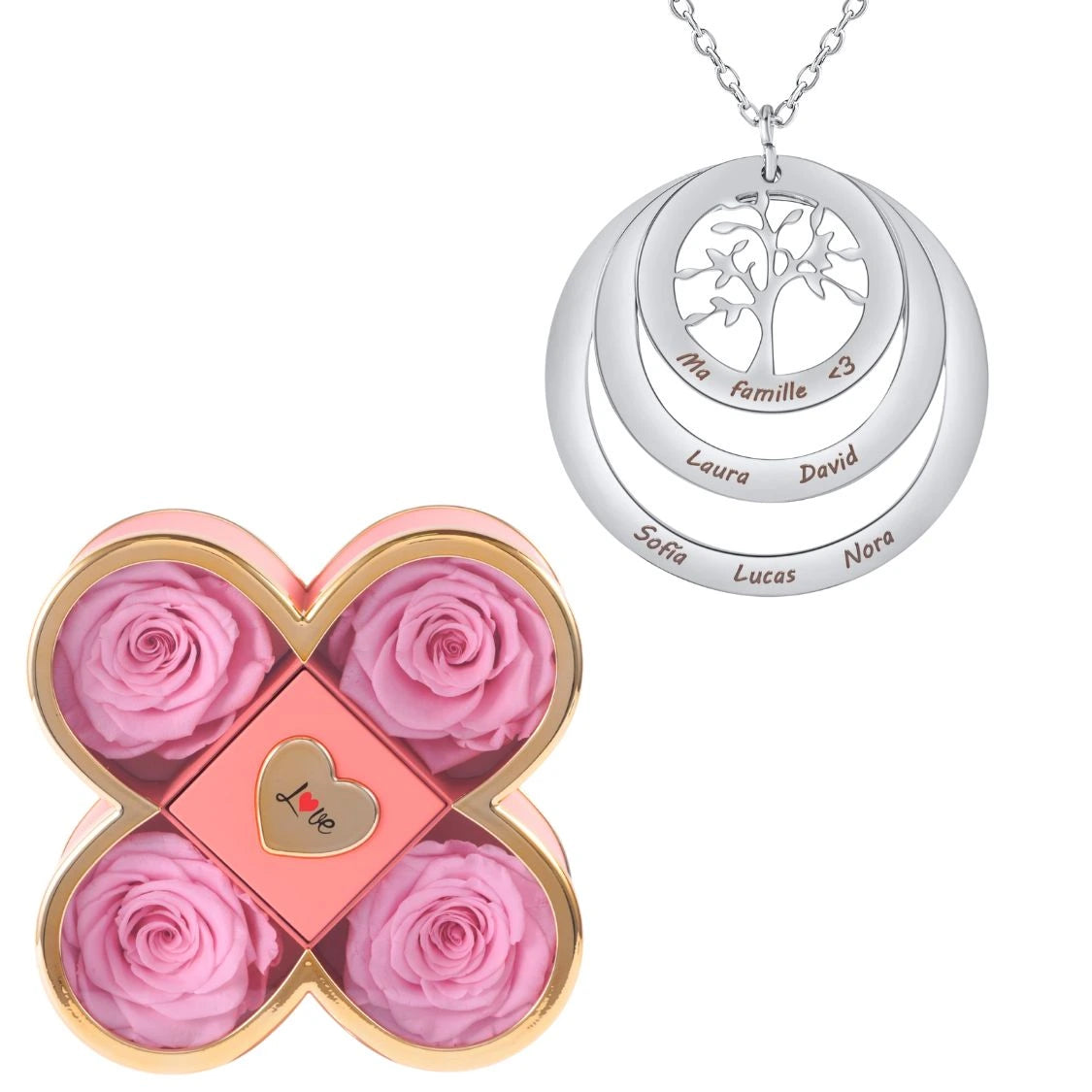 Coffret Chance Éternelle & Collier Cercle Arbre de Famille Personnalisé