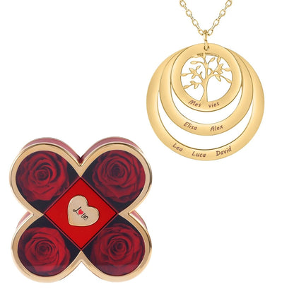 Coffret Chance Éternelle & Collier Cercle Arbre de Famille Personnalisé