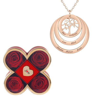 Coffret Chance Éternelle & Collier Cercle Arbre de Famille Personnalisé