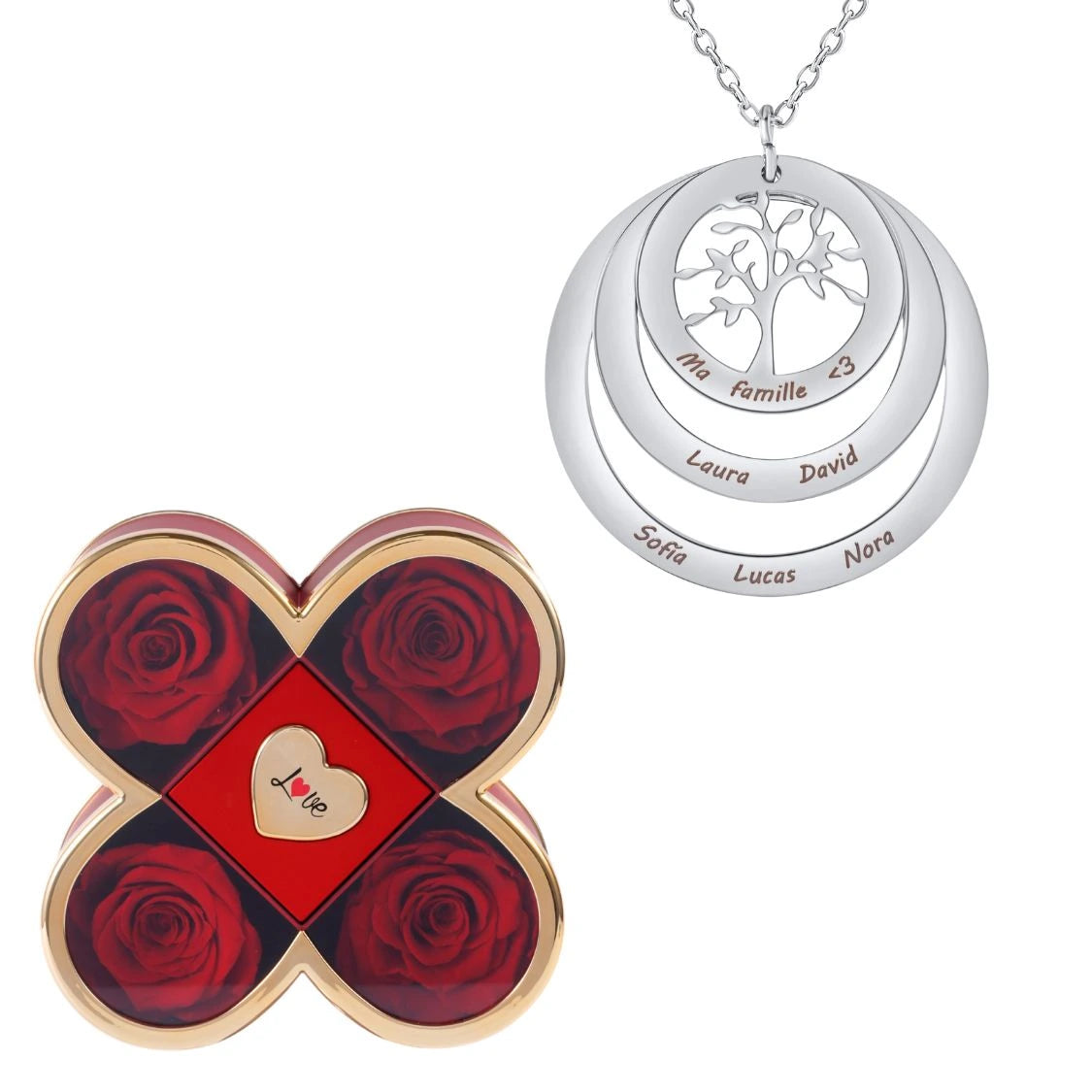 Coffret Chance Éternelle & Collier Cercle Arbre de Famille Personnalisé