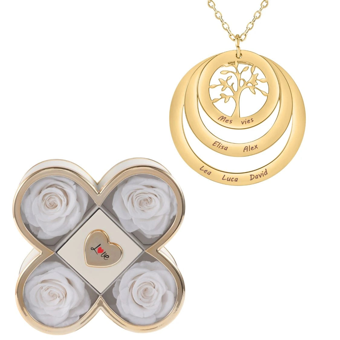 Coffret Chance Éternelle & Collier Cercle Arbre de Famille Personnalisé