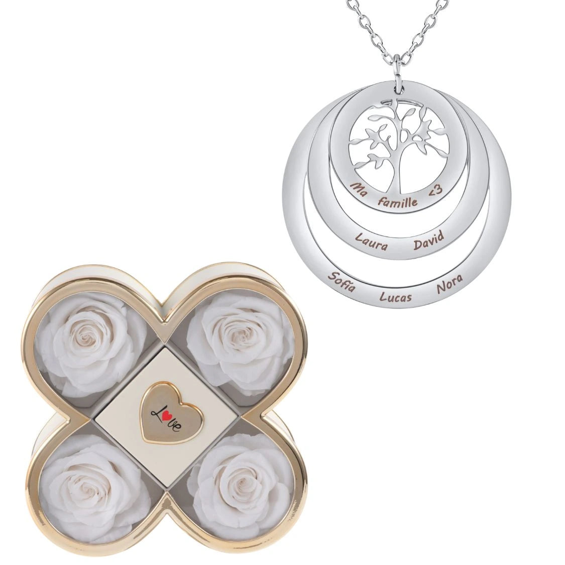 Coffret Chance Éternelle & Collier Cercle Arbre de Famille Personnalisé