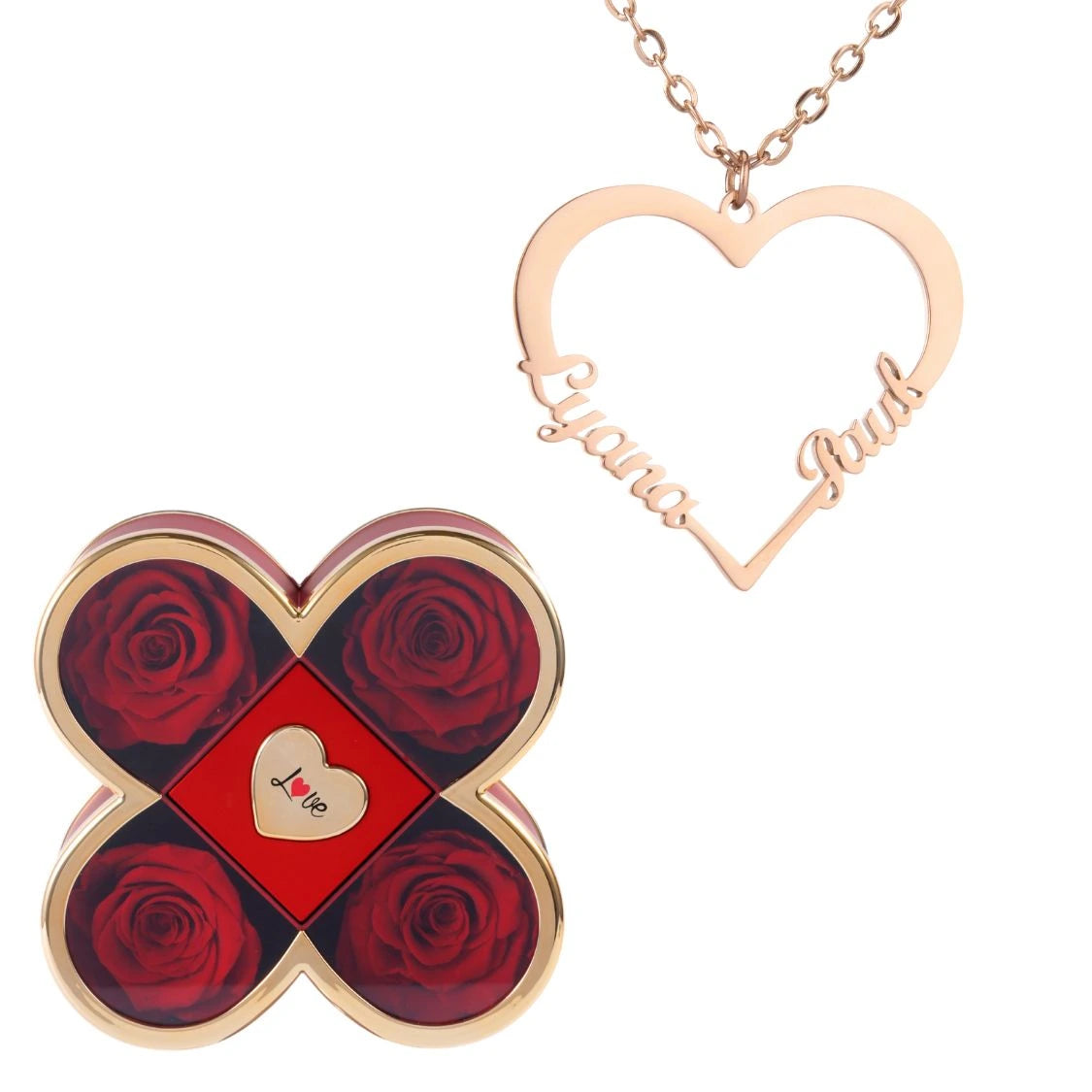 Coffret Chance Éternelle & Collier Amour (Coeur) à personnaliser