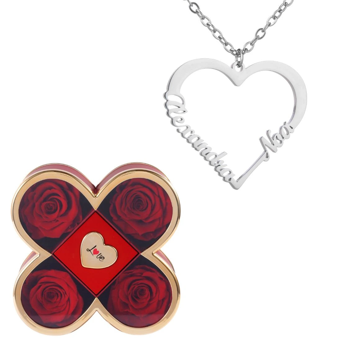 Coffret Chance Éternelle & Collier Amour (Coeur) à personnaliser