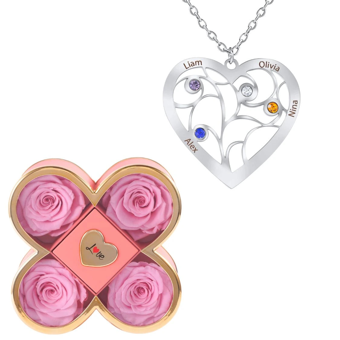 Coffret Chance Éternelle & Collier Coeur et Pierre de Naissance