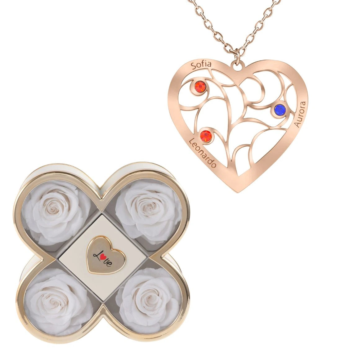 Coffret Chance Éternelle & Collier Coeur et Pierre de Naissance