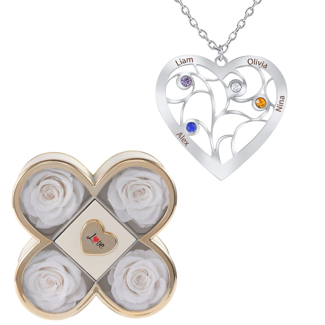 Coffret Chance Éternelle & Collier Coeur et Pierre de Naissance