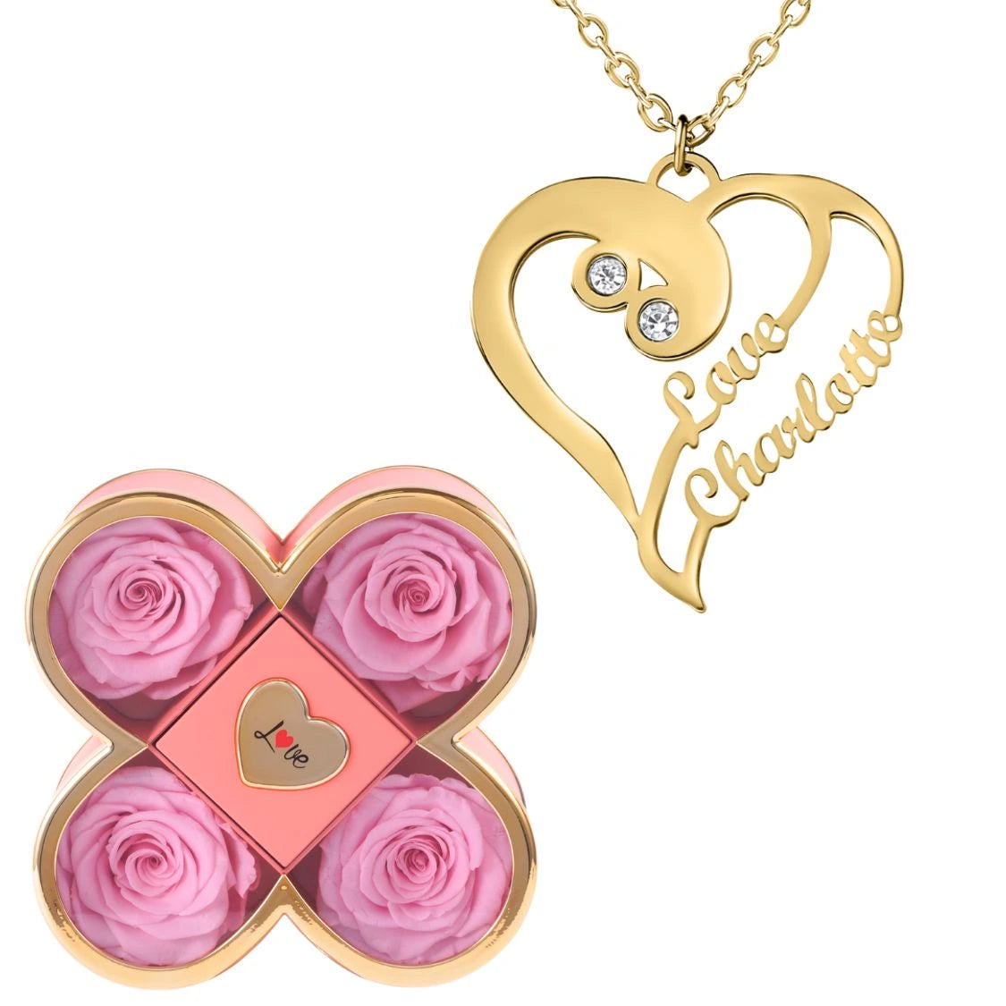 Coffret Chance Éternelle & Collier Coeur Double Personnalisé