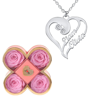 Coffret Chance Éternelle & Collier Coeur Double Personnalisé
