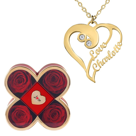 Coffret Chance Éternelle & Collier Coeur Double Personnalisé