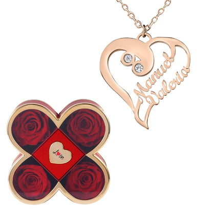 Coffret Chance Éternelle & Collier Coeur Double Personnalisé